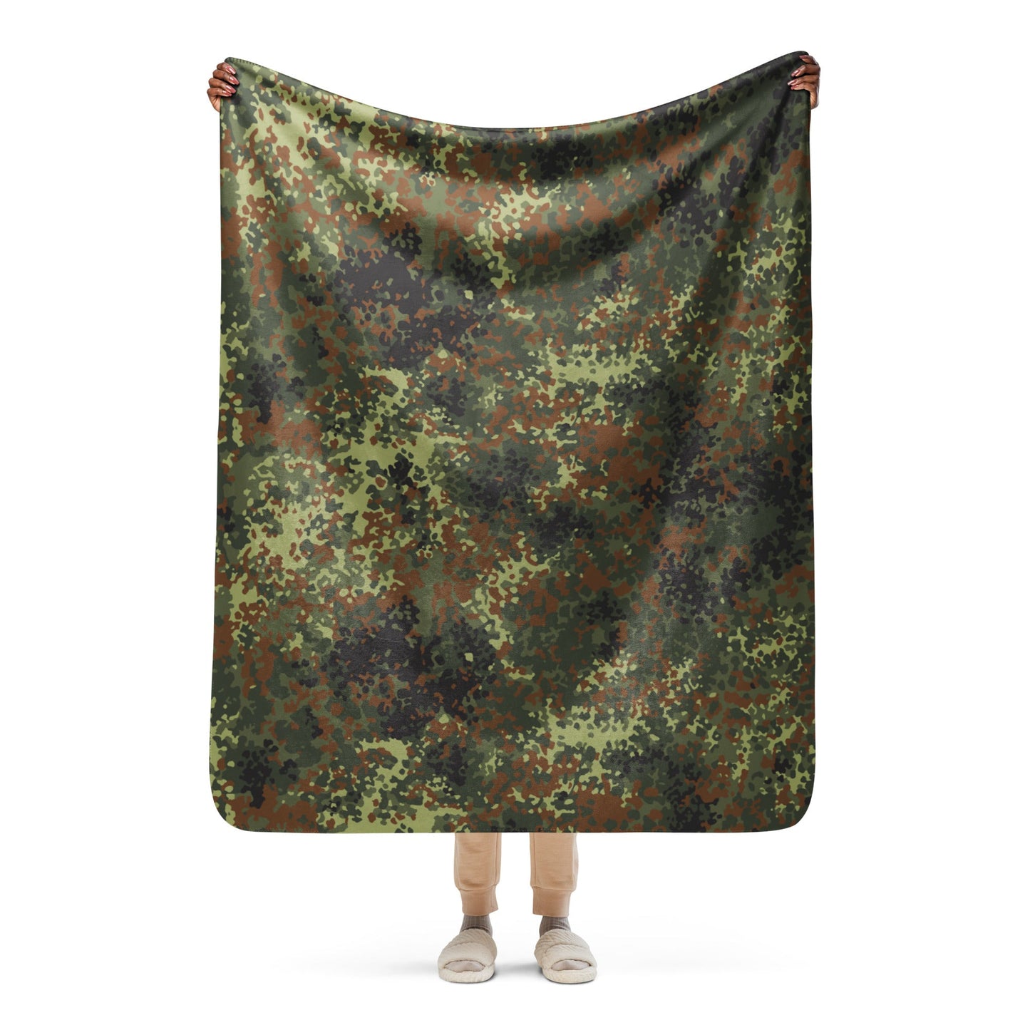 German Flecktarn Spring CAMO Sherpa blanket 50″×60″ Blankets