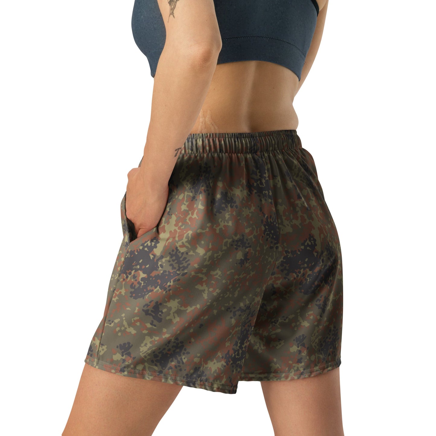 German Flecktarn CAMO Unisex Athletic Long Shorts