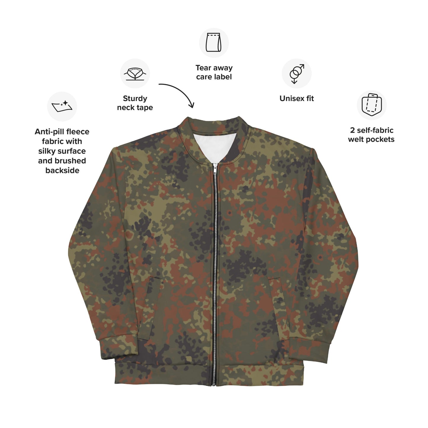 German Flecktarn CAMO Unisex Bomber Jacket - Jackets