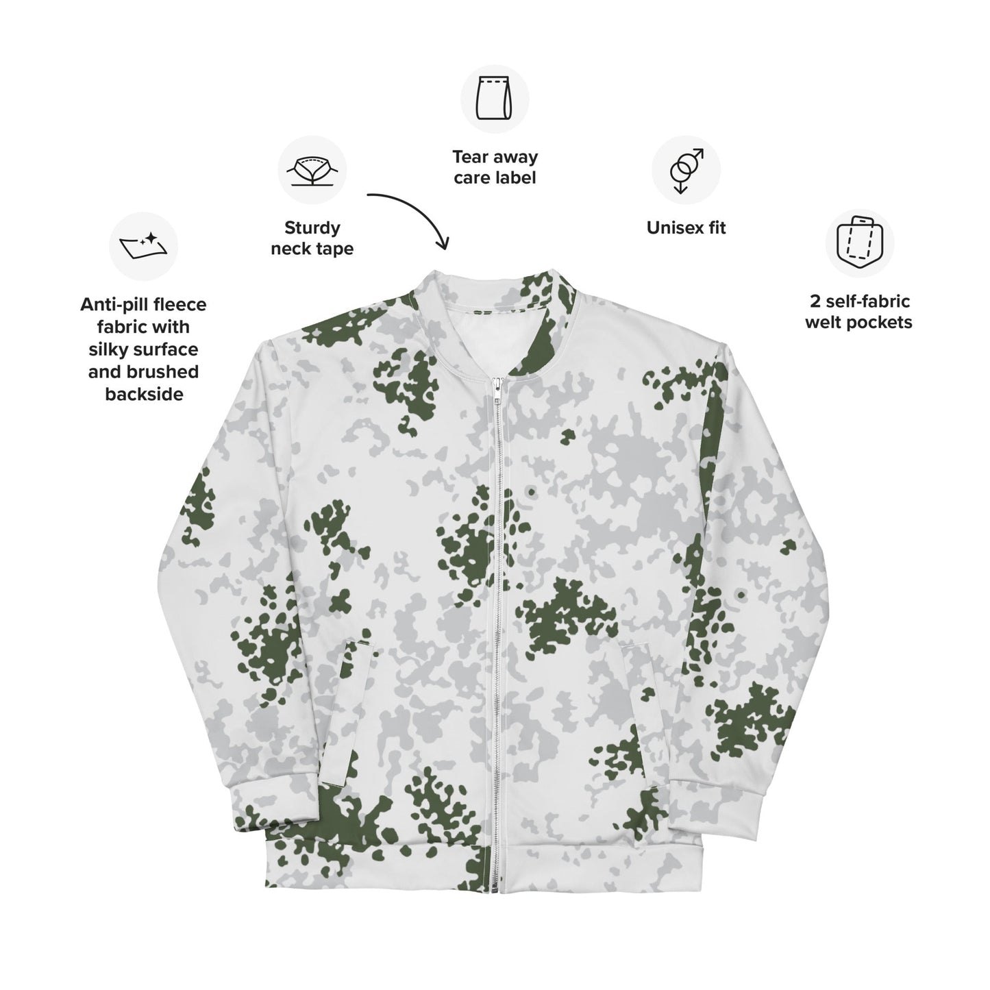 German Flecktarn Winter CAMO Unisex Bomber Jacket - Jackets