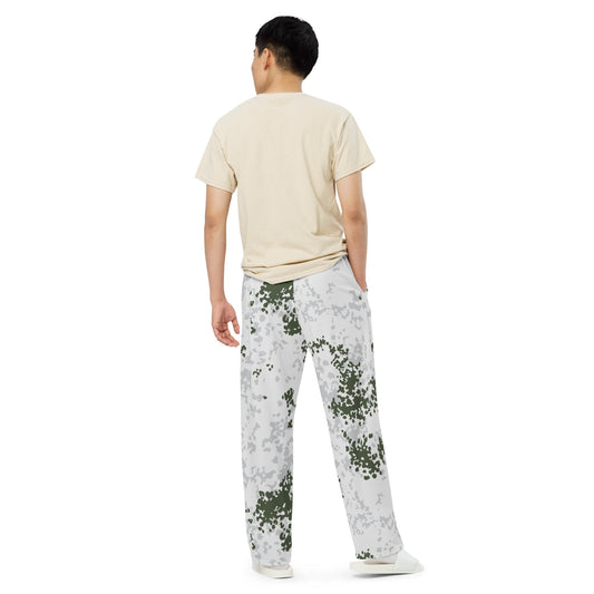 German Flecktarn Winter CAMO unisex wide-leg pants - Wide-leg Pants