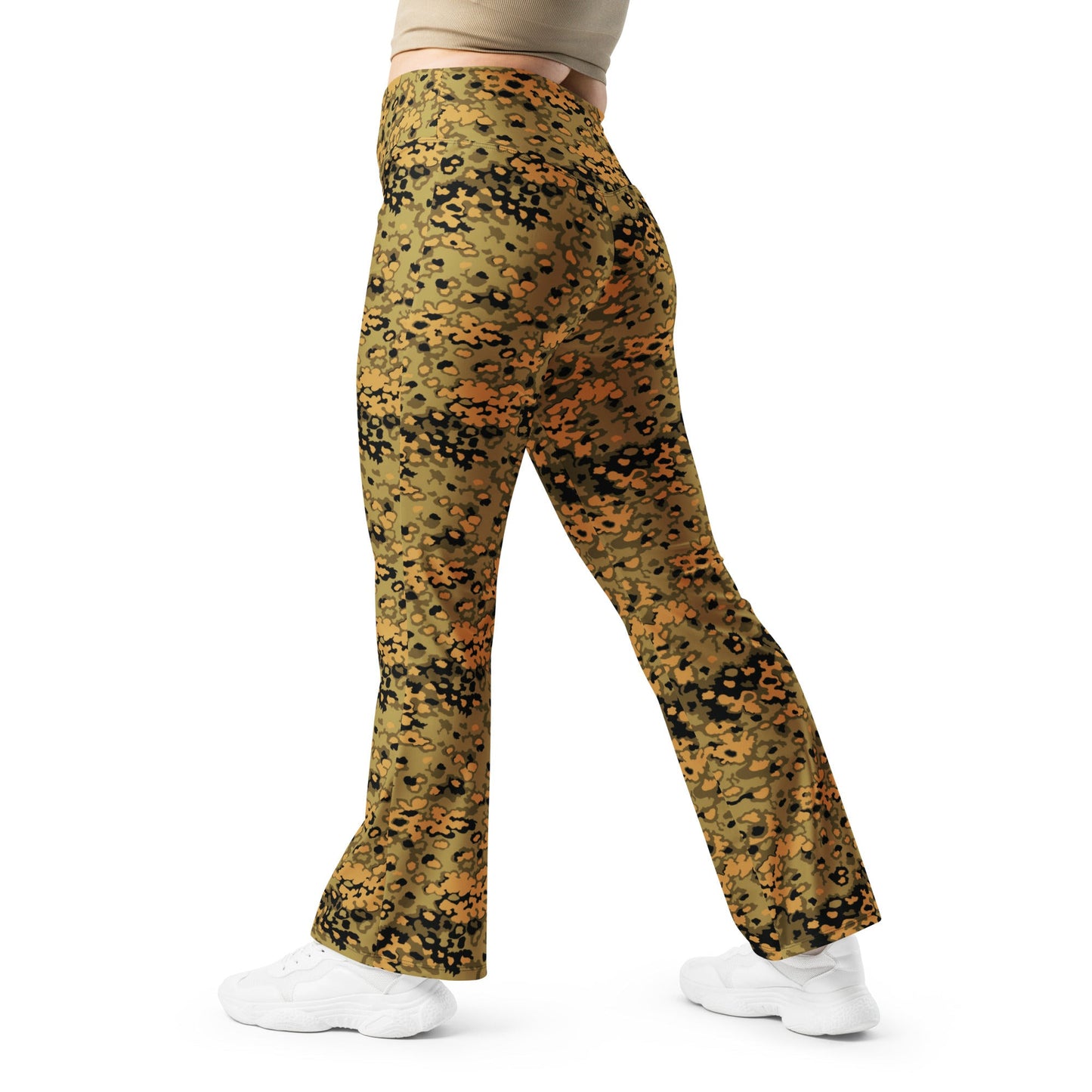 German Oak Leaf Eichenlaubmuster Autumn CAMO Womens Flare Leggings