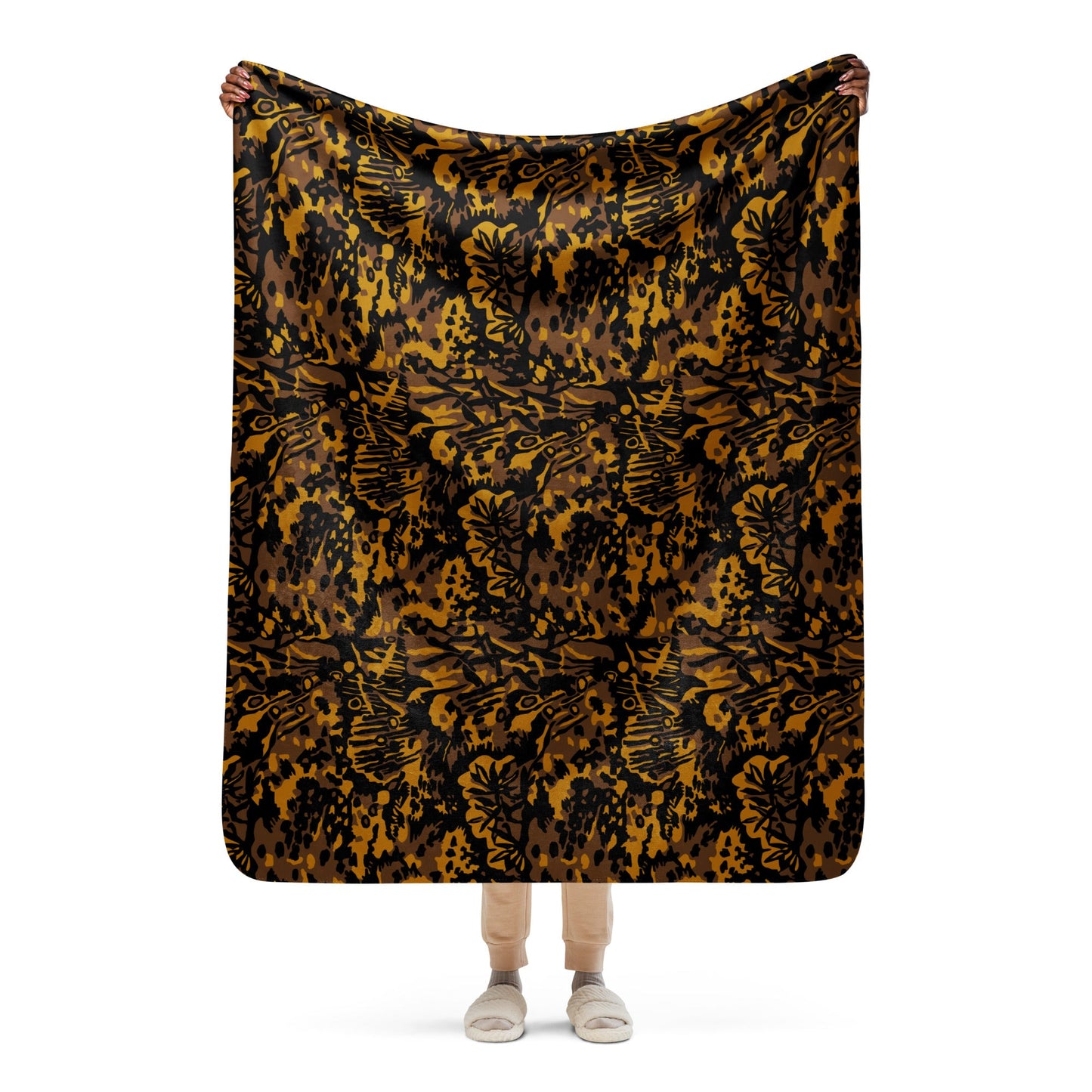 German Palm Tree Palmenmuster Autumn CAMO Sherpa blanket - 50″×60″ - Blankets
