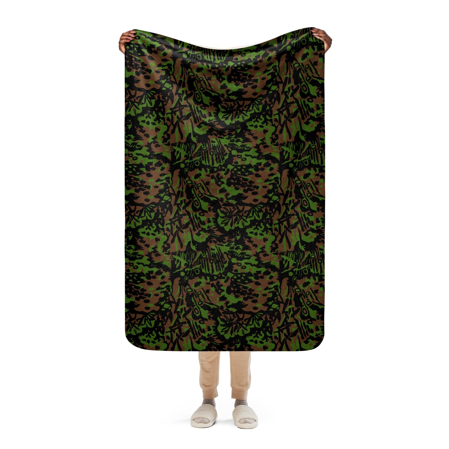 German Palm Tree Palmenmuster Spring CAMO Sherpa Blanket - 37″×57″