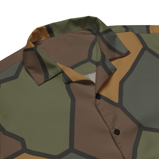German World War I Stahlhelm Helmet CAMO Unisex Short-Sleeve Button Shirt
