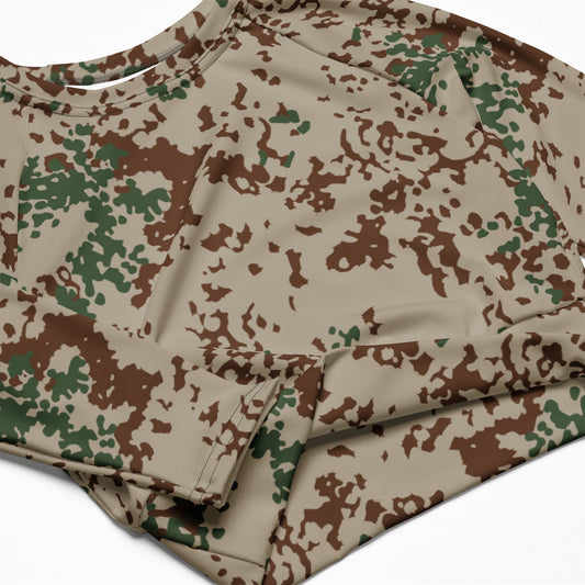 German Flecktarn Wüstentarn Desert CAMO Womens Long-Sleeve Crop Top