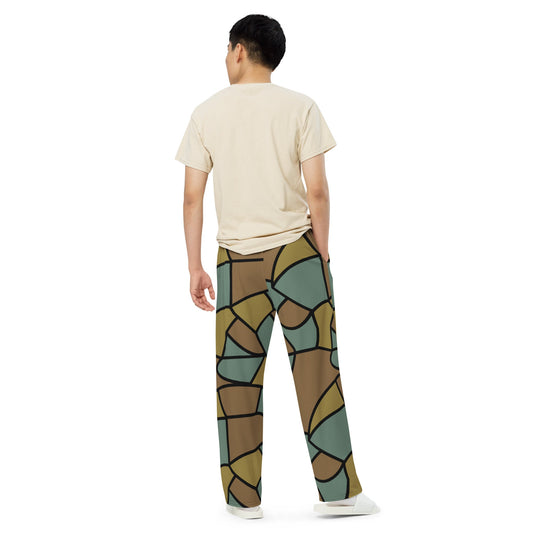 German WW1 Turtle Shell Trench Stahlhelm CAMO unisex wide leg pants Wide Pants