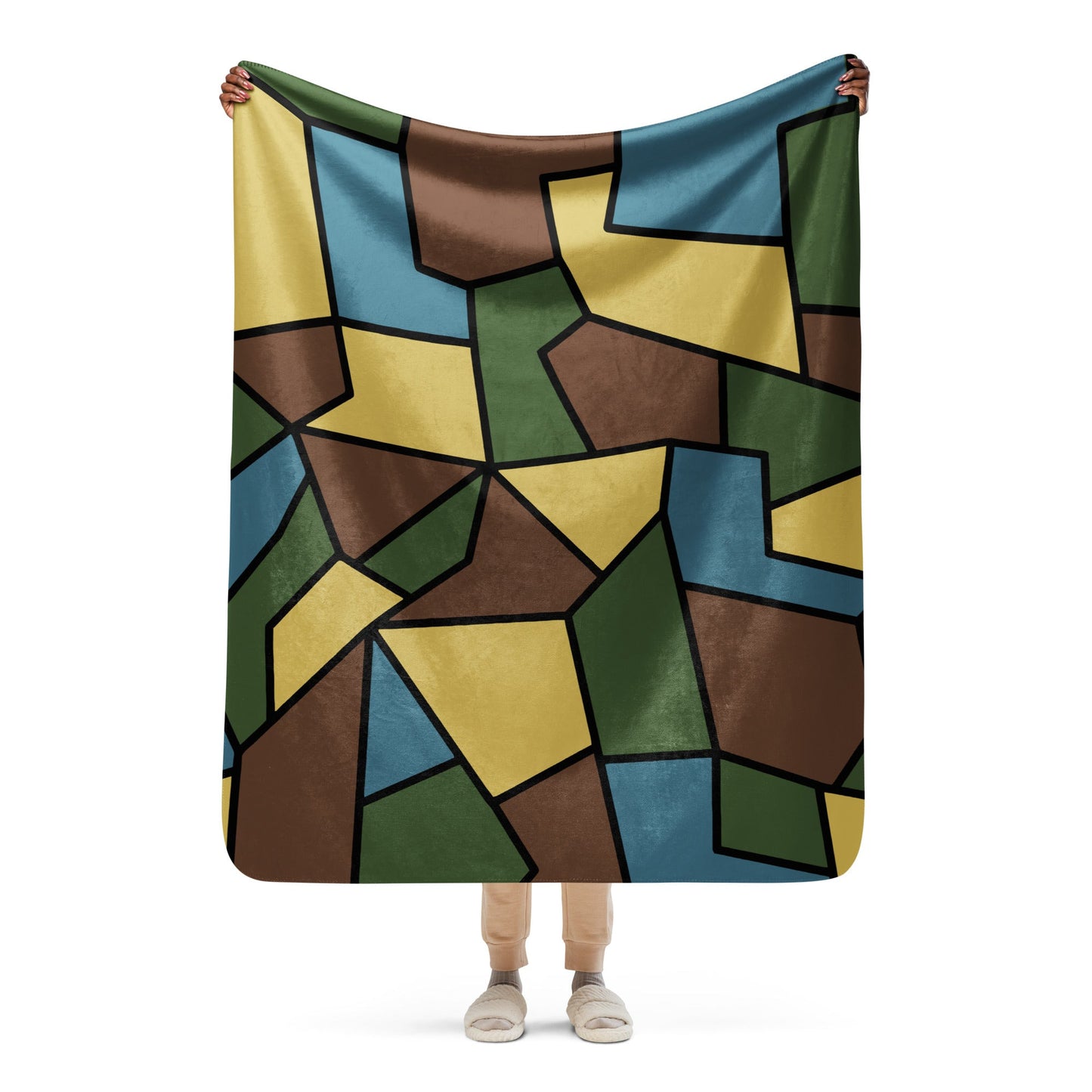 German WW1 Turtle Shell Trench Stahlhelm v2 CAMO Sherpa blanket - 50″×60″ - Blankets