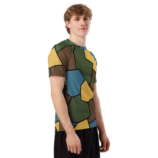 German WWI Sky Turtle Shell Stahlhelm CAMO Mens Short-Sleeve Rash Guard