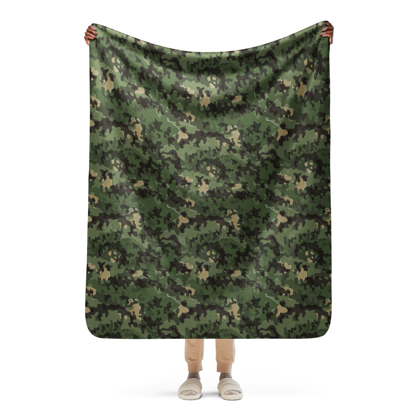 German Zelt-tarnmuster Summer CAMO Sherpa blanket - 50″×60″ - Blankets