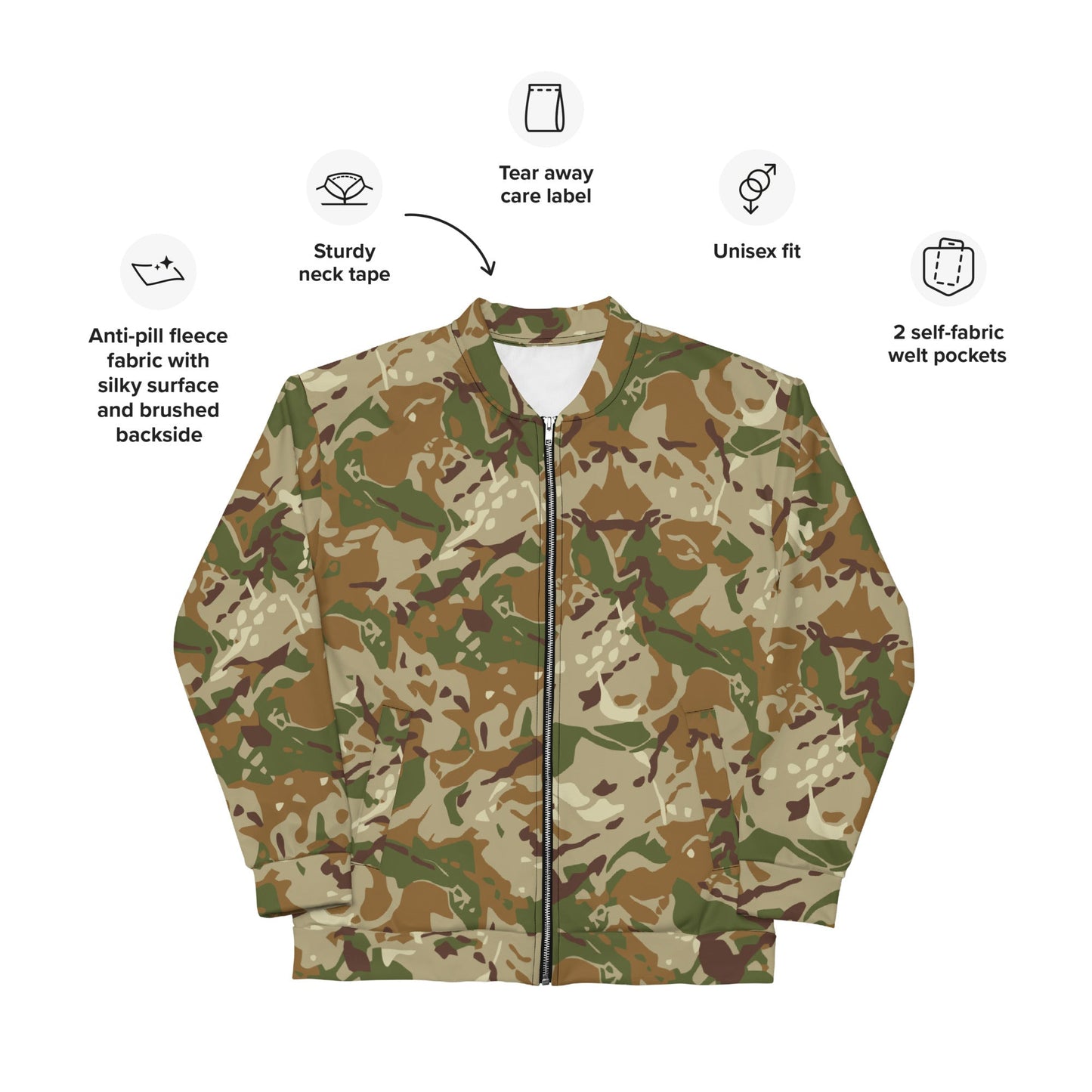 Hungarian Multi-terrain CAMO Unisex Bomber Jacket - Jackets