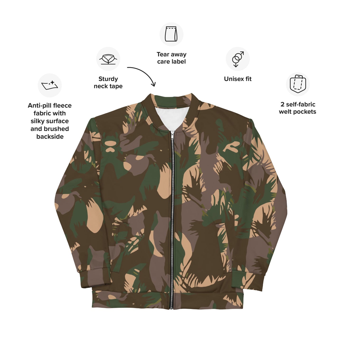 Indian DPM Palm Frond CAMO Unisex Bomber Jacket - Jackets