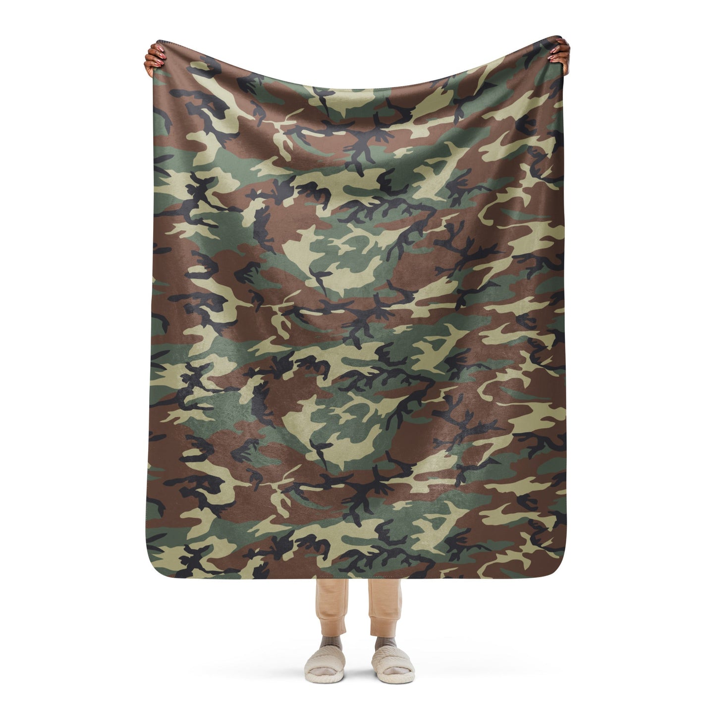 Italian Mimetico Roma 90 Woodland CAMO Sherpa Blanket - 50″×60″