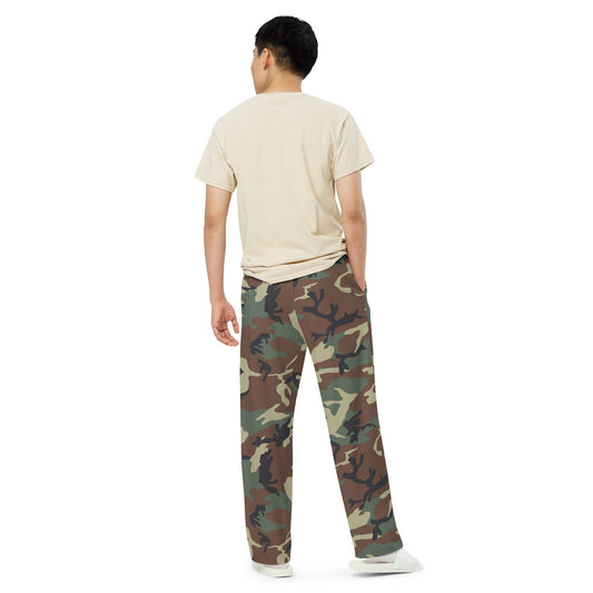 Italian Mimetico Roma 90 Woodland CAMO unisex wide leg pants Wide Pants