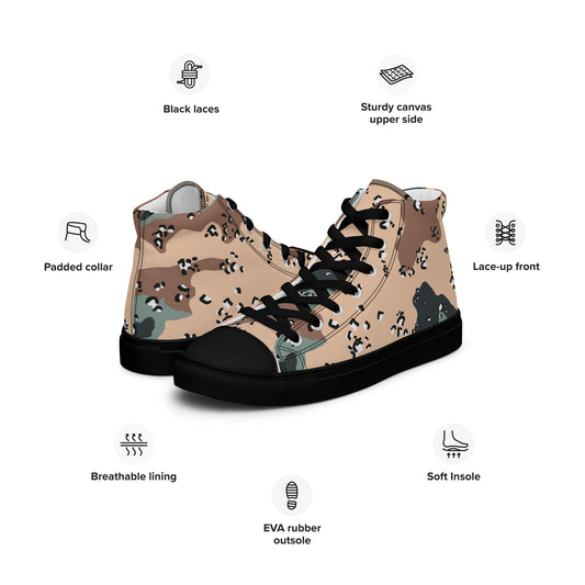 Kazakhstan Chocolate Chip CAMO Mens high top canvas shoes - High Top Canvas Shoes