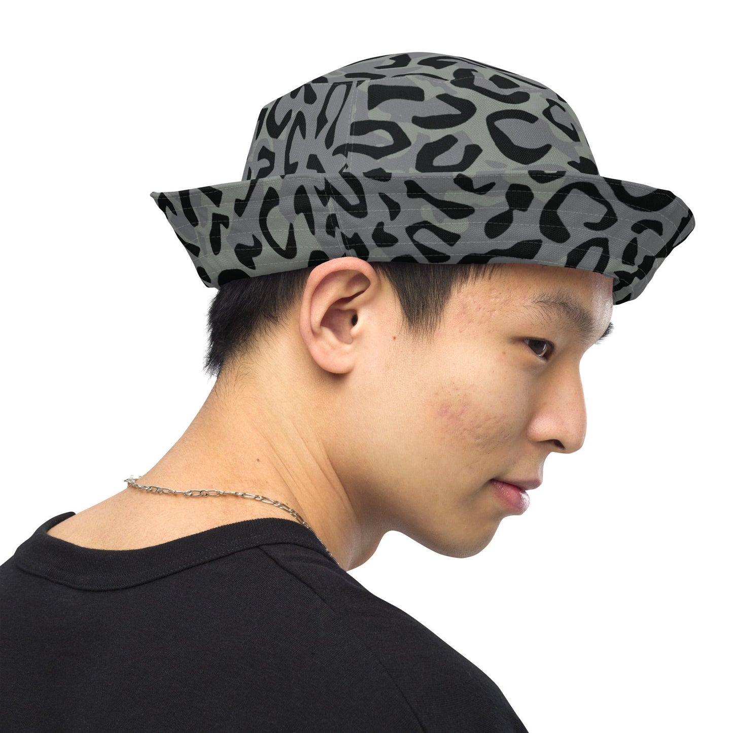 Leopard Spot Grey CAMO Reversible bucket hat - Bucket Hats