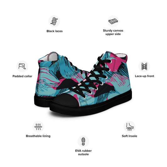Miami Brushstroke CAMO Mens high top canvas shoes - High Top Canvas Shoes