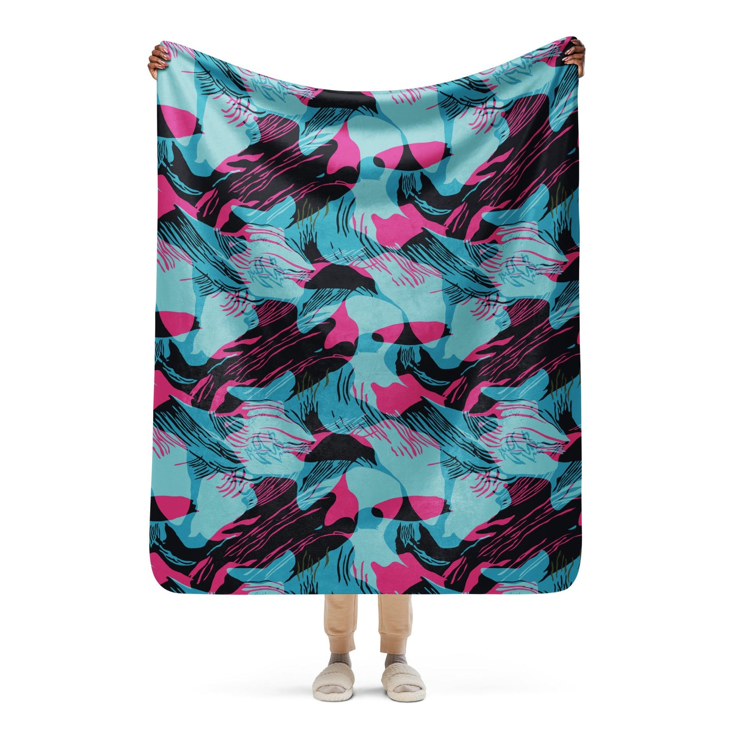 Miami Brushstroke CAMO Sherpa Blanket - 50″×60″