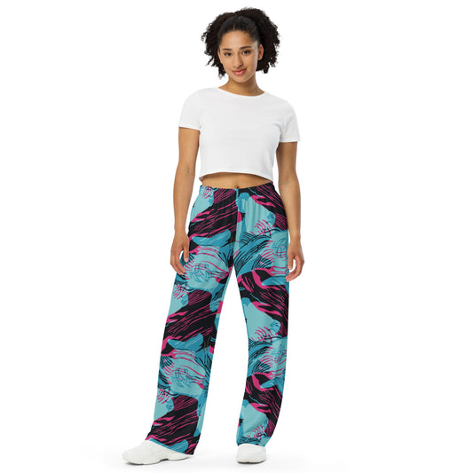 Miami Brushstroke CAMO unisex wide leg pants Wide Pants