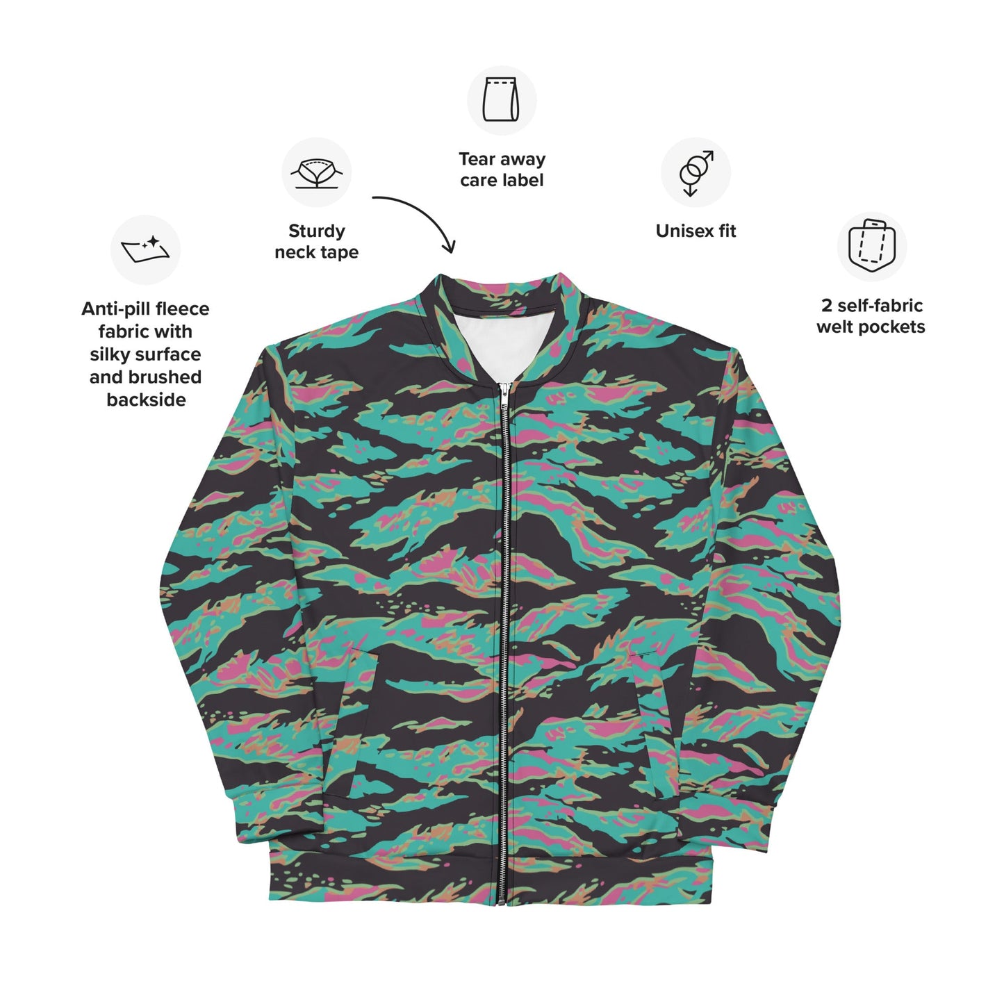 Miami Tiger Stripe CAMO Unisex Bomber Jacket - Jackets