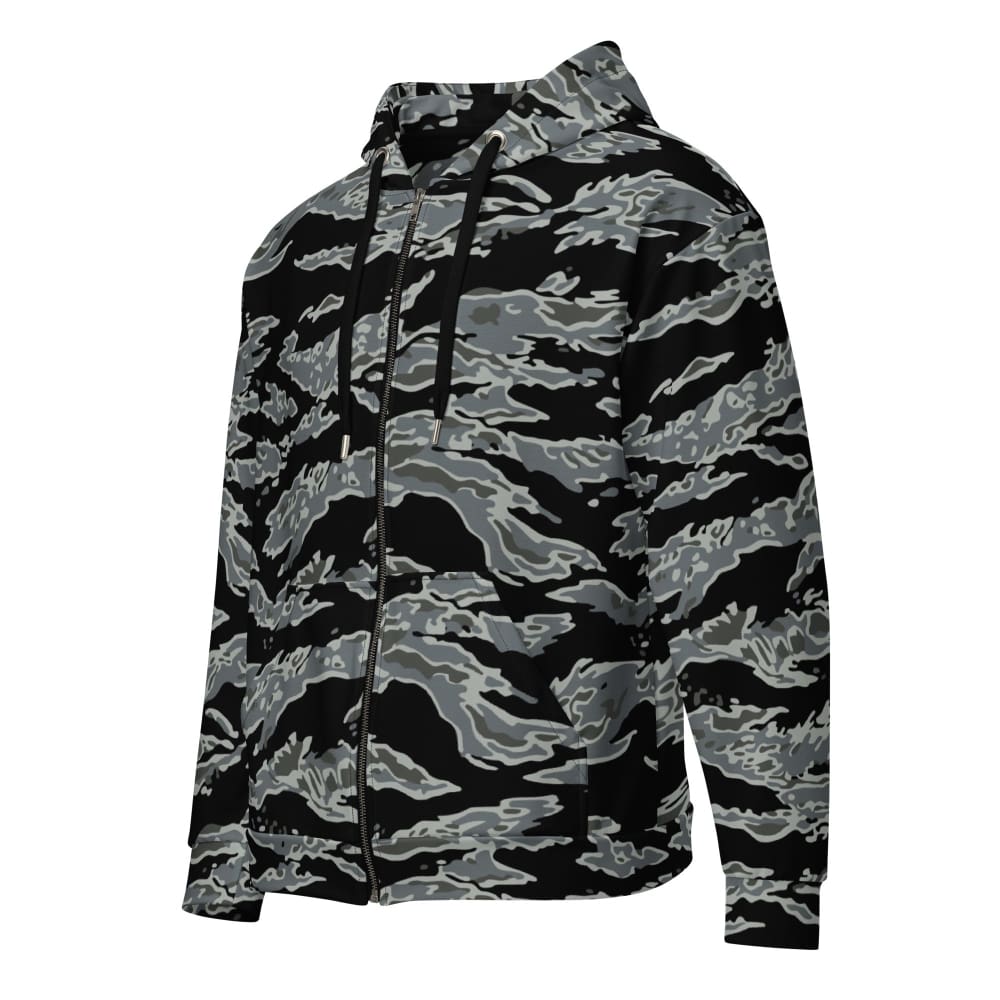 Miami Tiger Stripe Urban Grey CAMO Unisex zip hoodie - 2XS