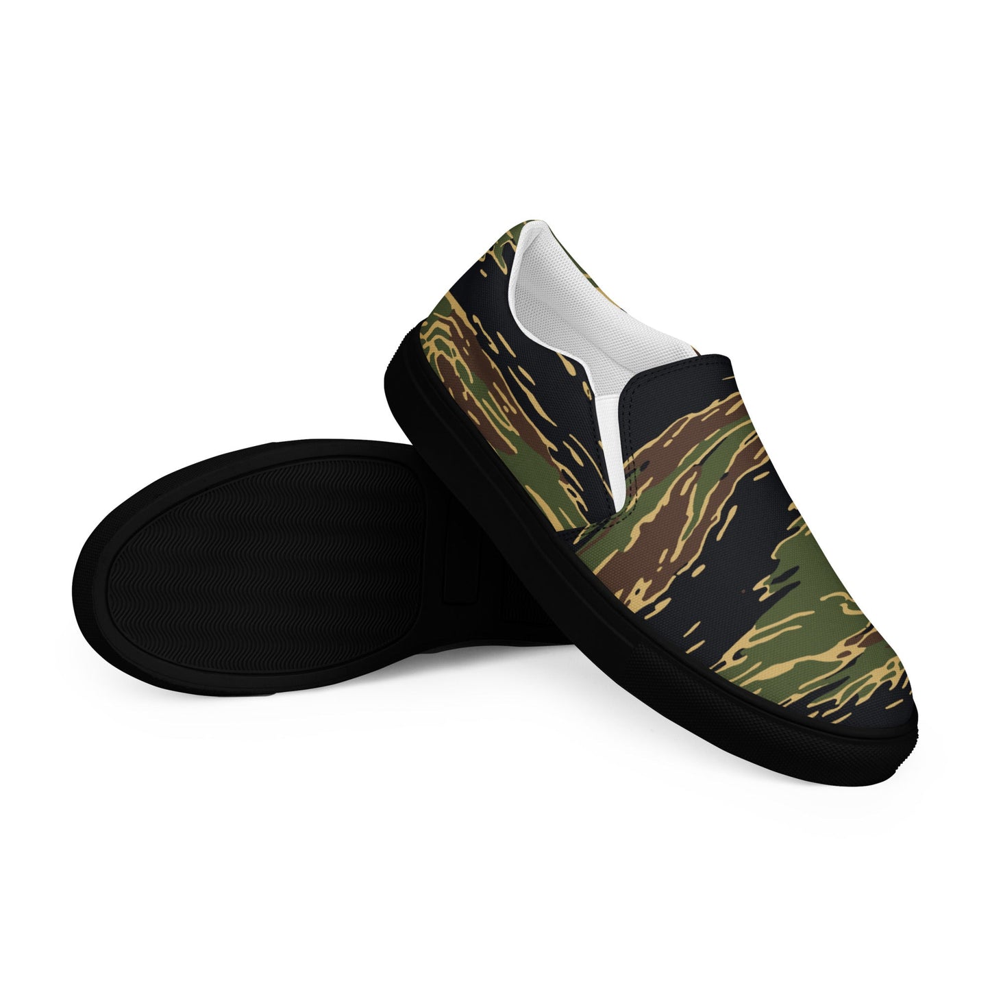 Midnight Fang Tiger Stripe CAMO Mens Slip-On Canvas Shoes