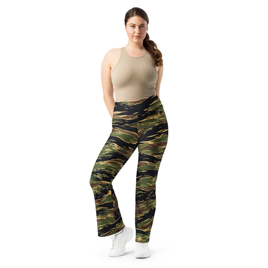 Midnight Fang Tiger Stripe CAMO Womens Flare Leggings