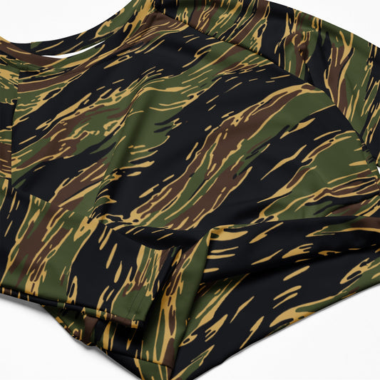 Midnight Fang Tiger Stripe CAMO Womens Long-Sleeve Crop Top