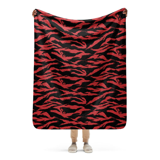Modern Warfare Tiger Stripe Red and Black CAMO Sherpa blanket - 50″×60″ - Blankets