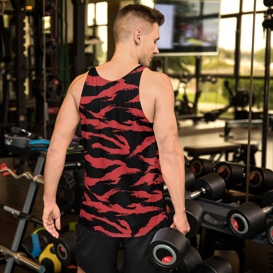 Modern Warfare Tiger Stripe Red and Black CAMO Unisex Tank Top - Tops