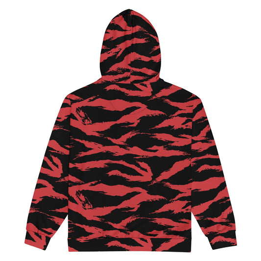 Modern Warfare Tiger Stripe Red and Black CAMO Unisex zip hoodie - Zip Hoodies