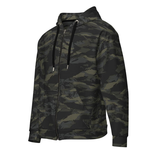 Multi CAMO Tiger Stripe Black Unisex zip hoodie - 2XS