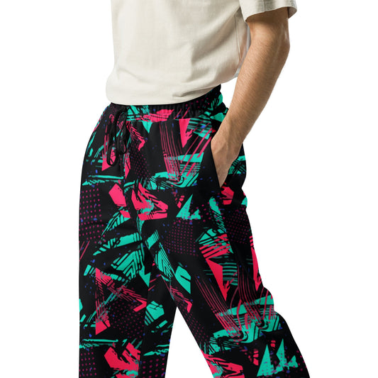 Neon Shatter CAMO Unisex Wide-Leg Joggers