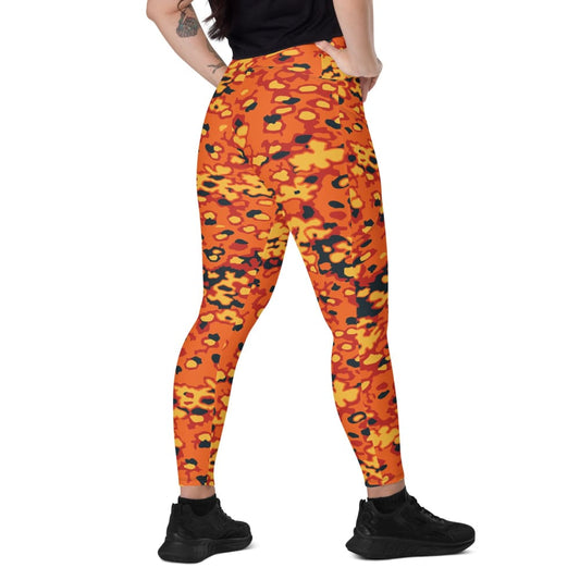 Oakleaf Glow-Oak Hunter Orange CAMO Women’s Leggings with pockets - 2XS
