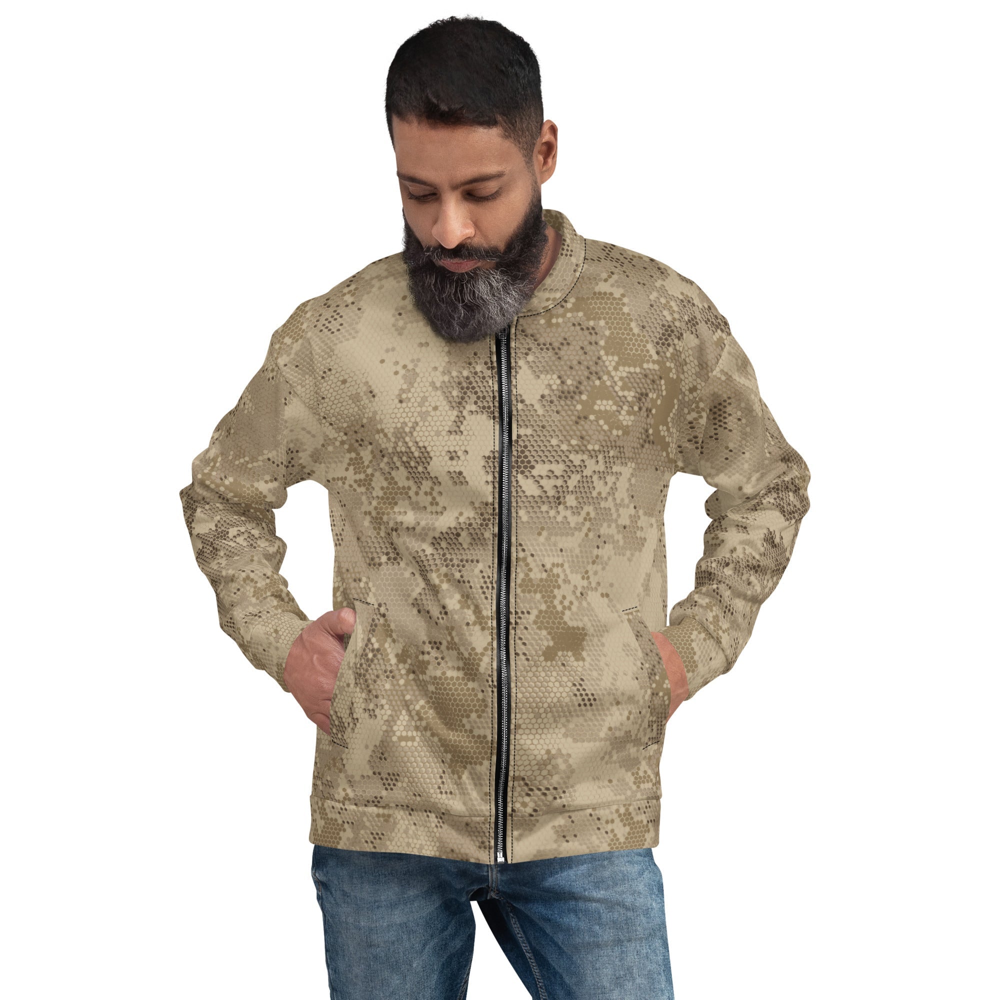 CAMO HQ - Rattlesnake Hex Desert CAMO Unisex Bomber Jacket