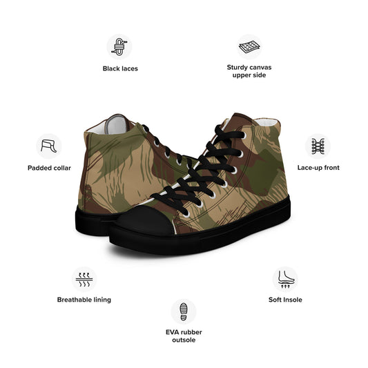 Rhodesian Brushstroke Multi-terrain CAMO Mens high top canvas shoes - High Top Canvas Shoes