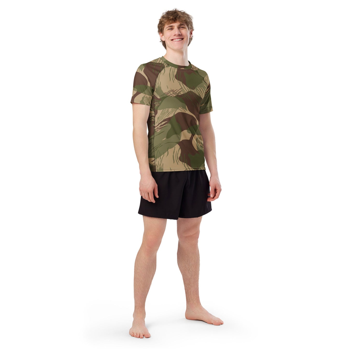 Rhodesian Brushstroke Multi-terrain CAMO Mens Short-Sleeve Rash Guard - Short-sleeve Guards