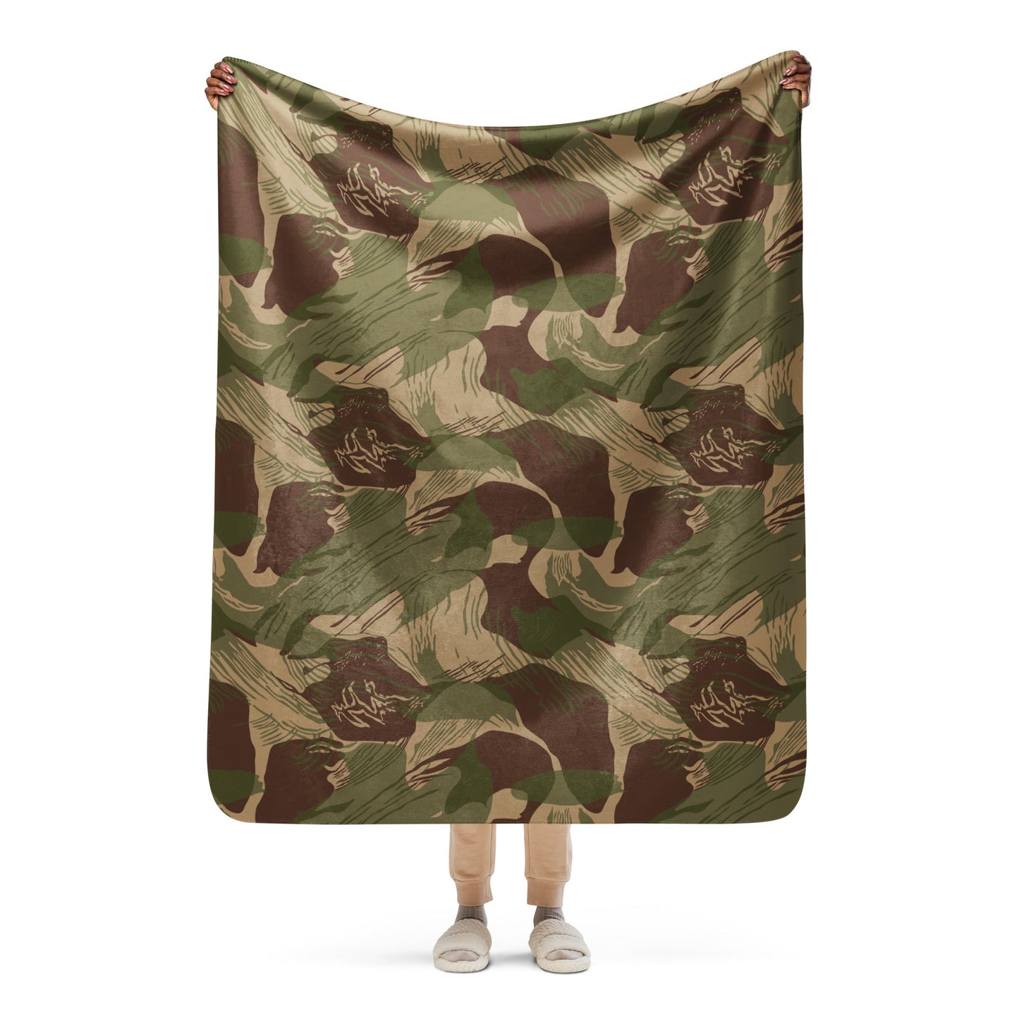 Rhodesian Brushstroke Multi-terrain CAMO Sherpa blanket - 50″×60″ - Blankets