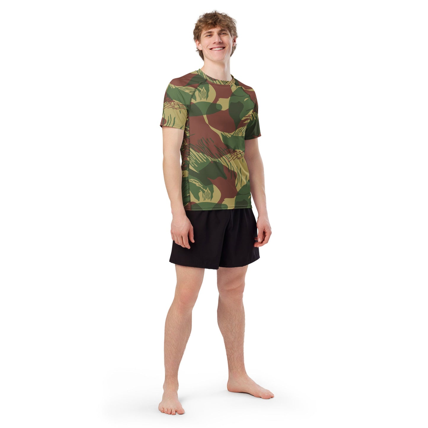 Rhodesian Brushstroke Sunburst CAMO Mens Short-Sleeve Rash Guard - Short-sleeve Guards