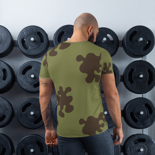 Russian Amoeba Green and Brown CAMO Mens Athletic T-shirt - T-Shirts