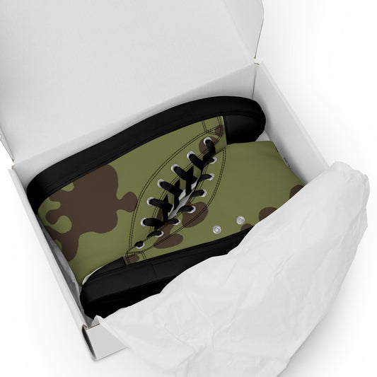 Russian Amoeba Green and Brown CAMO Mens high top canvas shoes - High Top Canvas Shoes