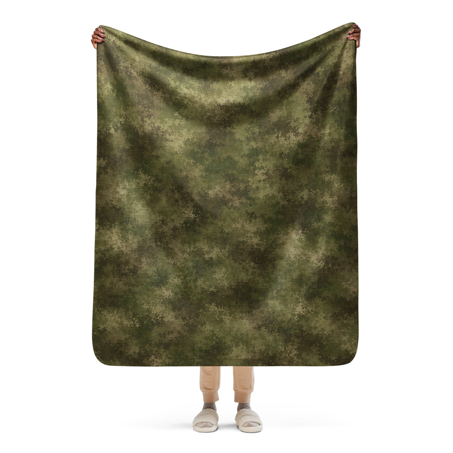 Russian Ataka FG (Green Moss) CAMO Sherpa Blanket - 50″×60″