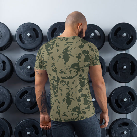 Russian Bicolor Woodland CAMO Mens Athletic T-shirt - T-Shirts
