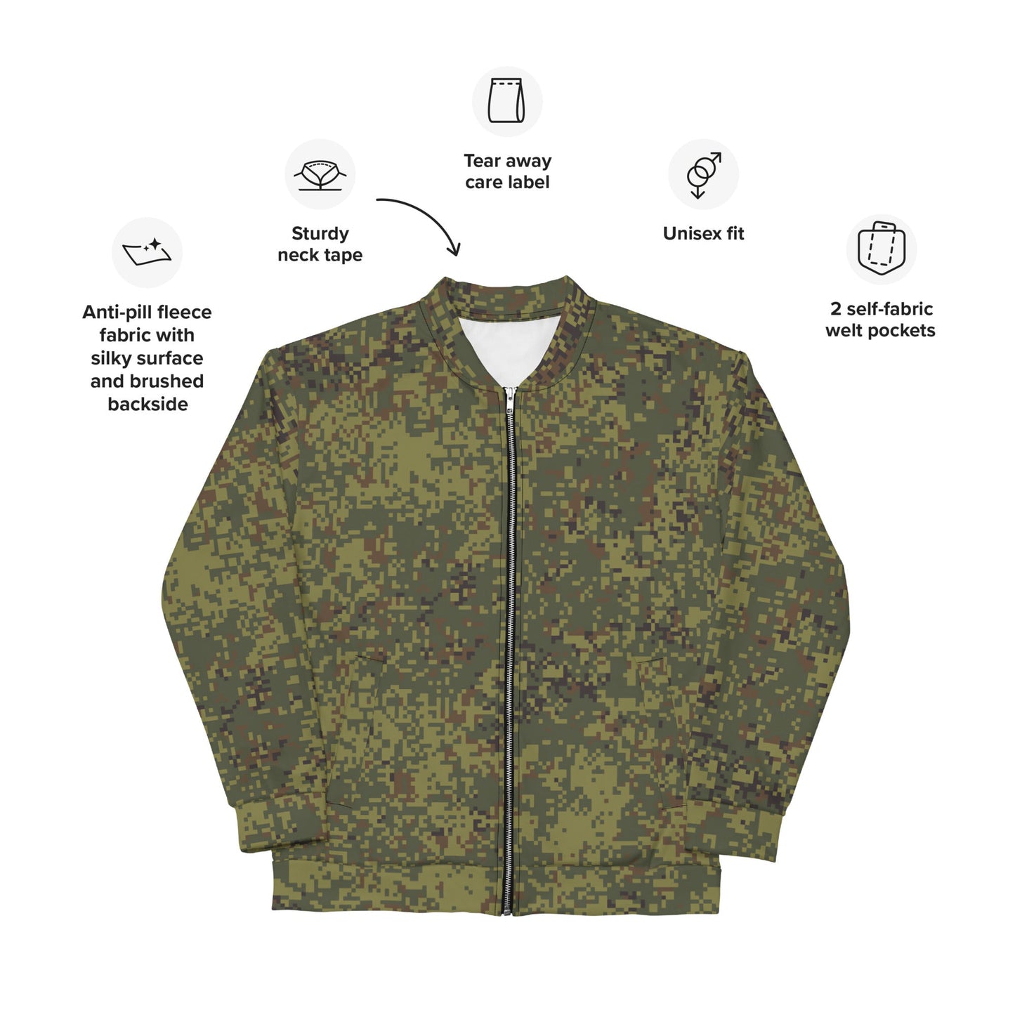 Russian Digital EMR Woodland CAMO Unisex Bomber Jacket - Jackets