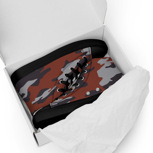 Russian Flora Red CAMO Mens High-Top Canvas Shoes