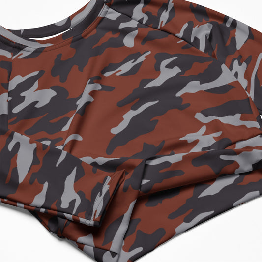 Russian Flora Red CAMO Womens Long-Sleeve Crop Top
