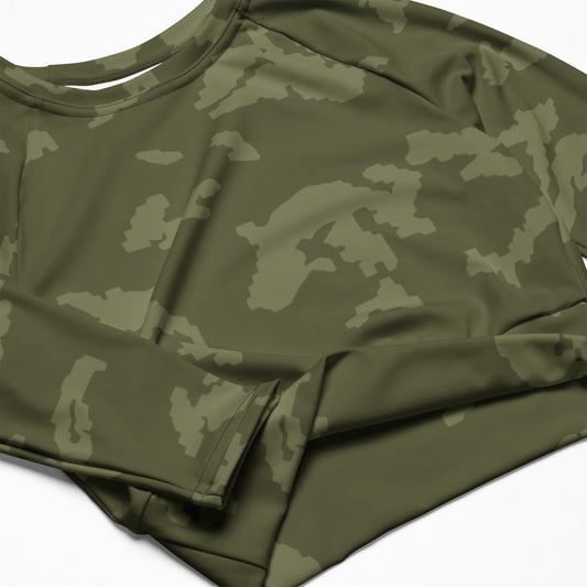 Russian KLMK Sunray Olive Drab CAMO Womens Long-Sleeve Crop Top