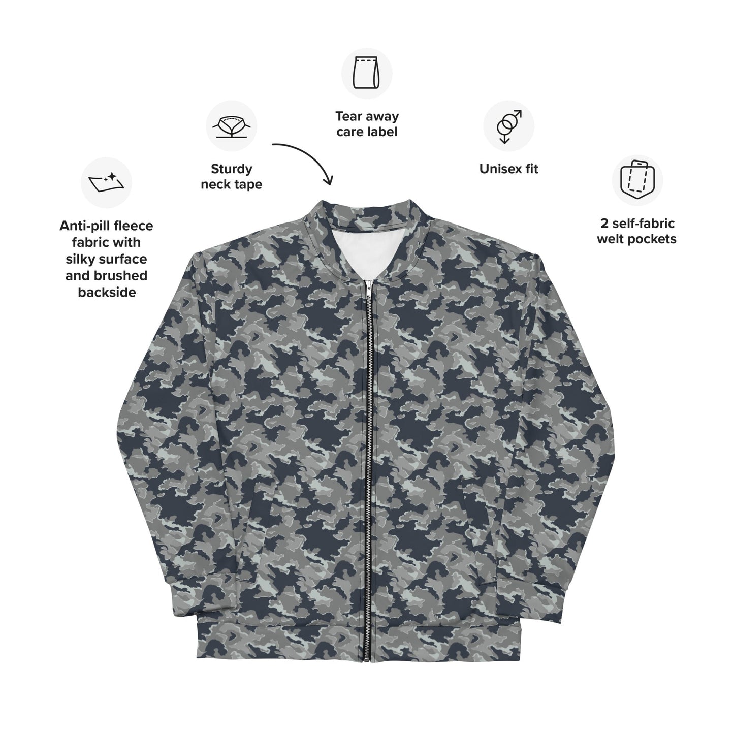 Russian SMK Melted Snow CAMO Unisex Bomber Jacket - Jackets