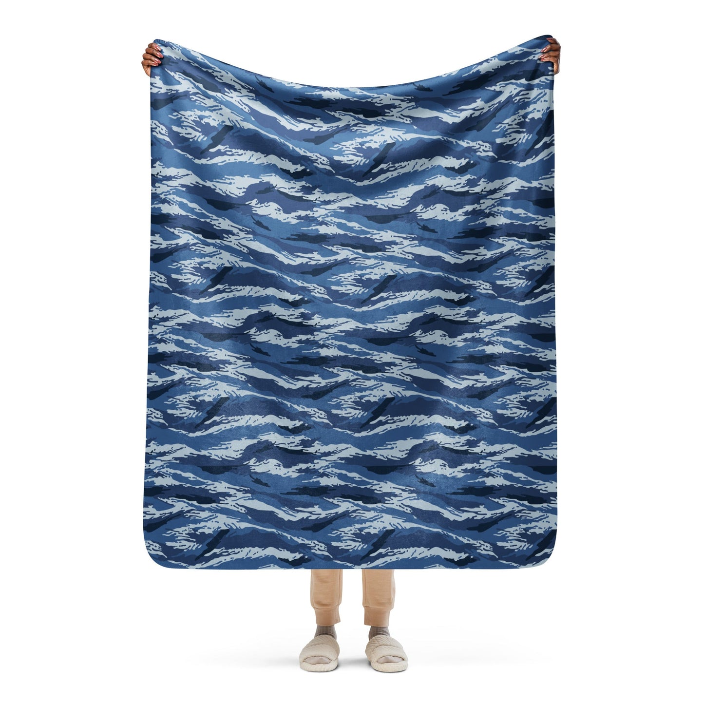 Russian Tiger Stripe Kamysh Blue CAMO Sherpa blanket - 50″×60″ - Blankets