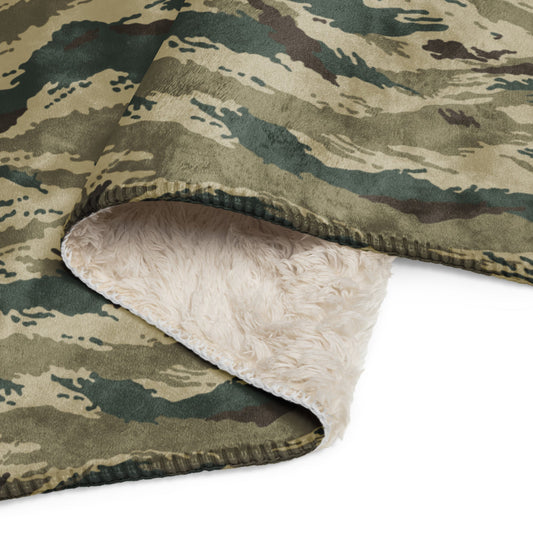 Russian Tiger Stripe Kamysh Green CAMO Sherpa blanket - Blankets